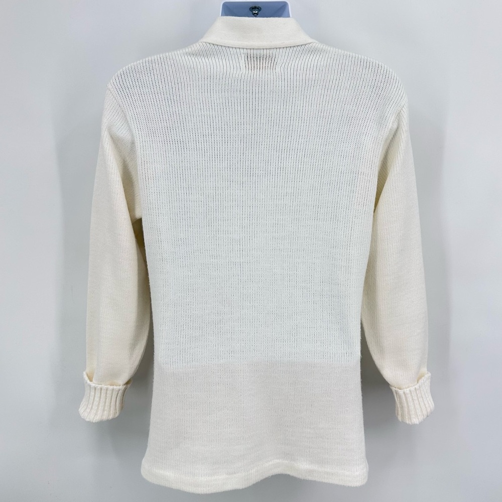 Vintage Letterman Sweater Cardigan Academia Ivory Size 34 - Picture 6 of 7